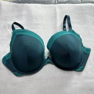 Adore Me Women's Balconette Bra Lace Underwire Lined, Size 38G, Teal Green